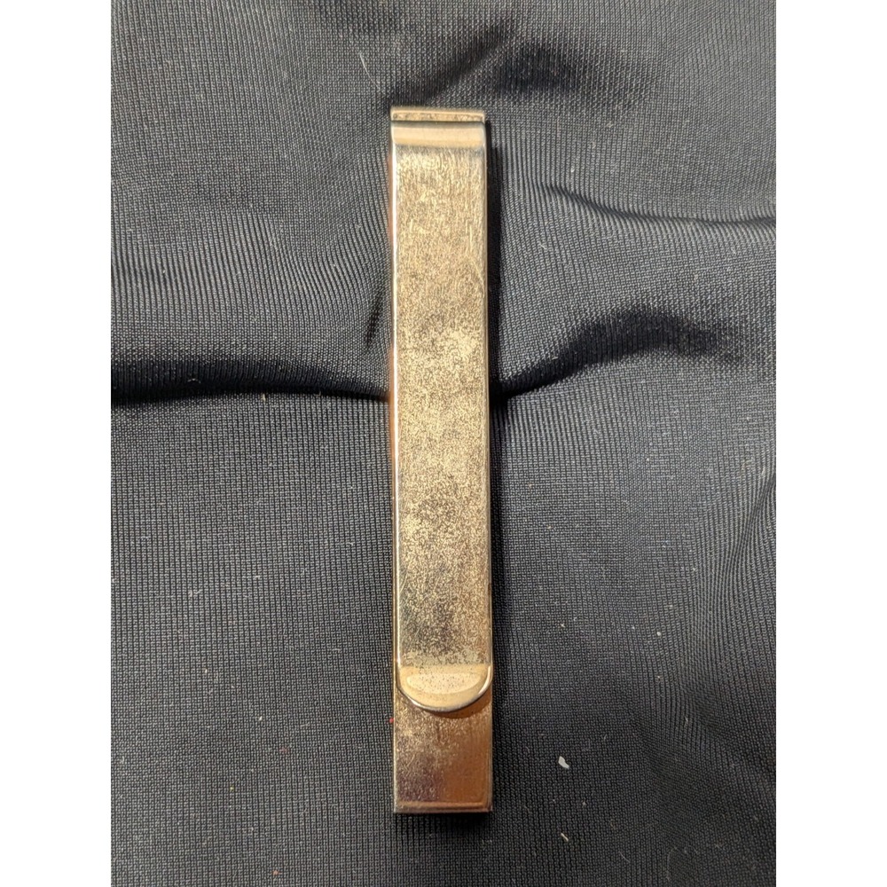 Vintage Gold Tone Money Clip, Stylized Monogram Emblem, Tie Accessory Minimalist